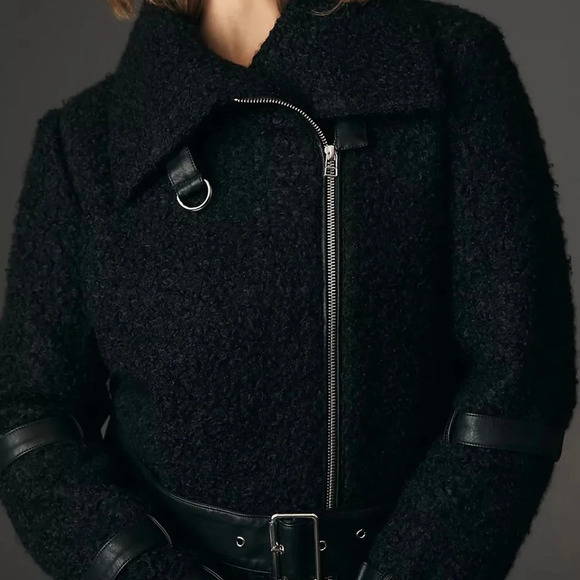 NWT Anthropologie CHRLDR  Milki Cropped Black Teddy Bear Jacket L - Picture 8 of 9